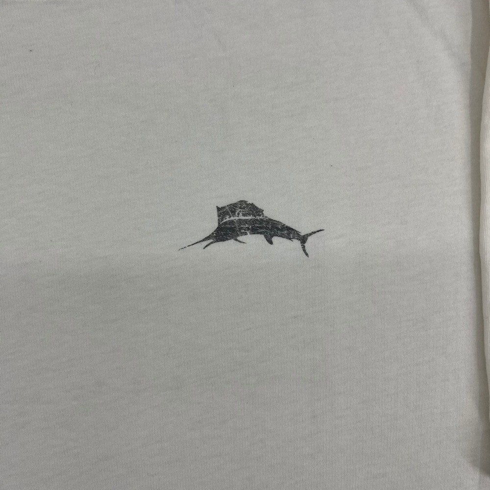Tommy Bahama Relax Mens XL White Graphic T-Shirt Knotty Thoughts Hammock Marlin - Picture 4 of 13